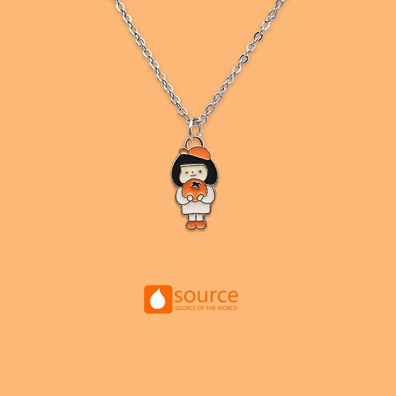 Kalung Rantai Liontin Kartun Astronot Bahan Stainless Steel Alloy Untuk Aksesoris Pakaian Anak Perempuan