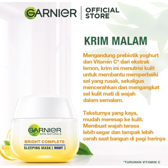 GARNIER BRIGHTCOMPLETE CREAM NIGHT (KRIM MALAM) 50ML exp 2025