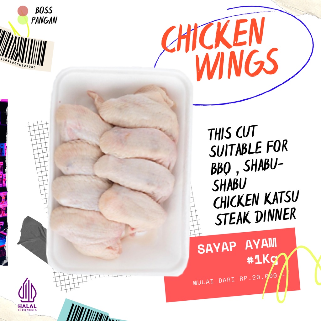 

Sayap Ayam Broiler / Chicken Wings - 1 Kg | (Fresh Frozen)