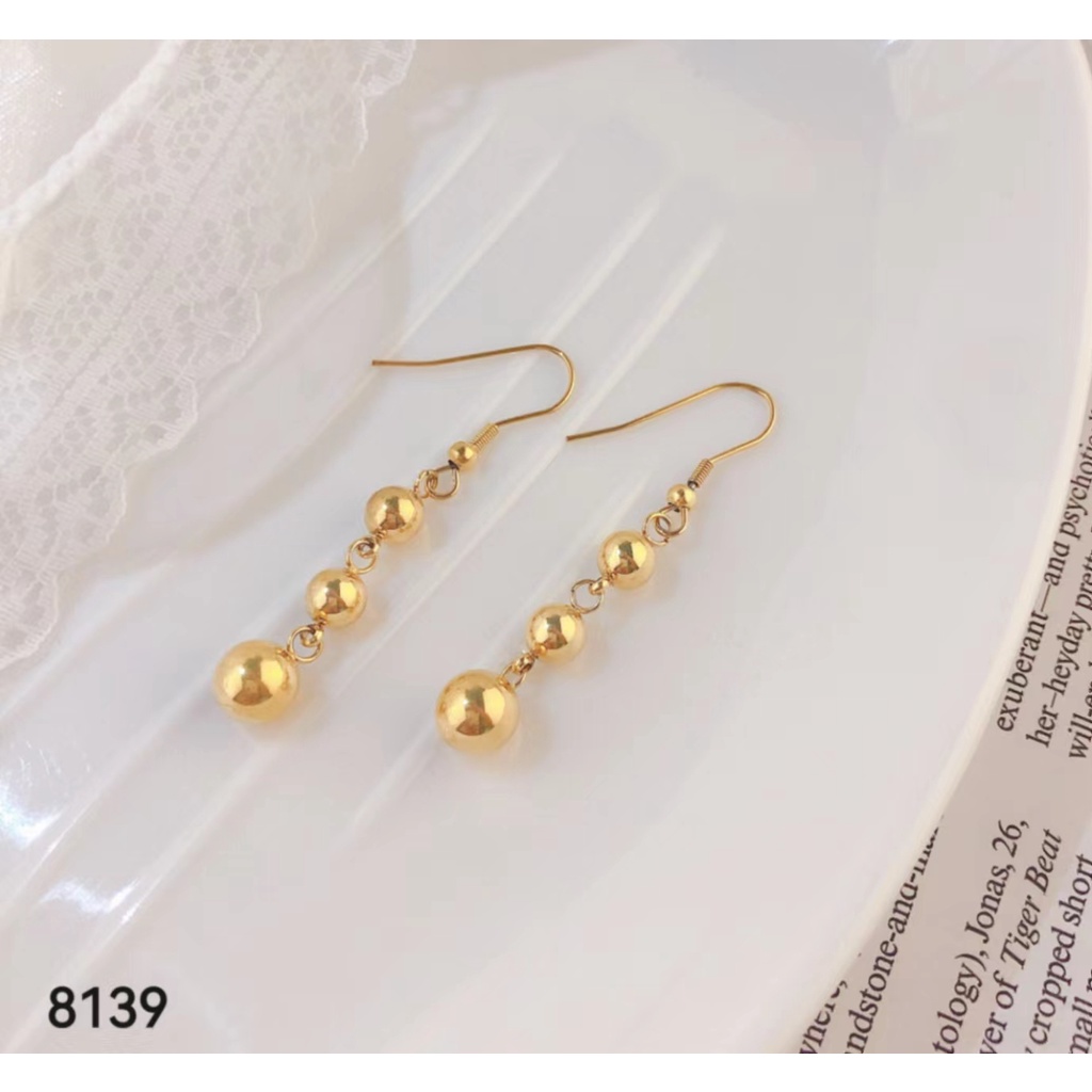 Anting Titanium Biji Bola Perhiasan Wanita 8139