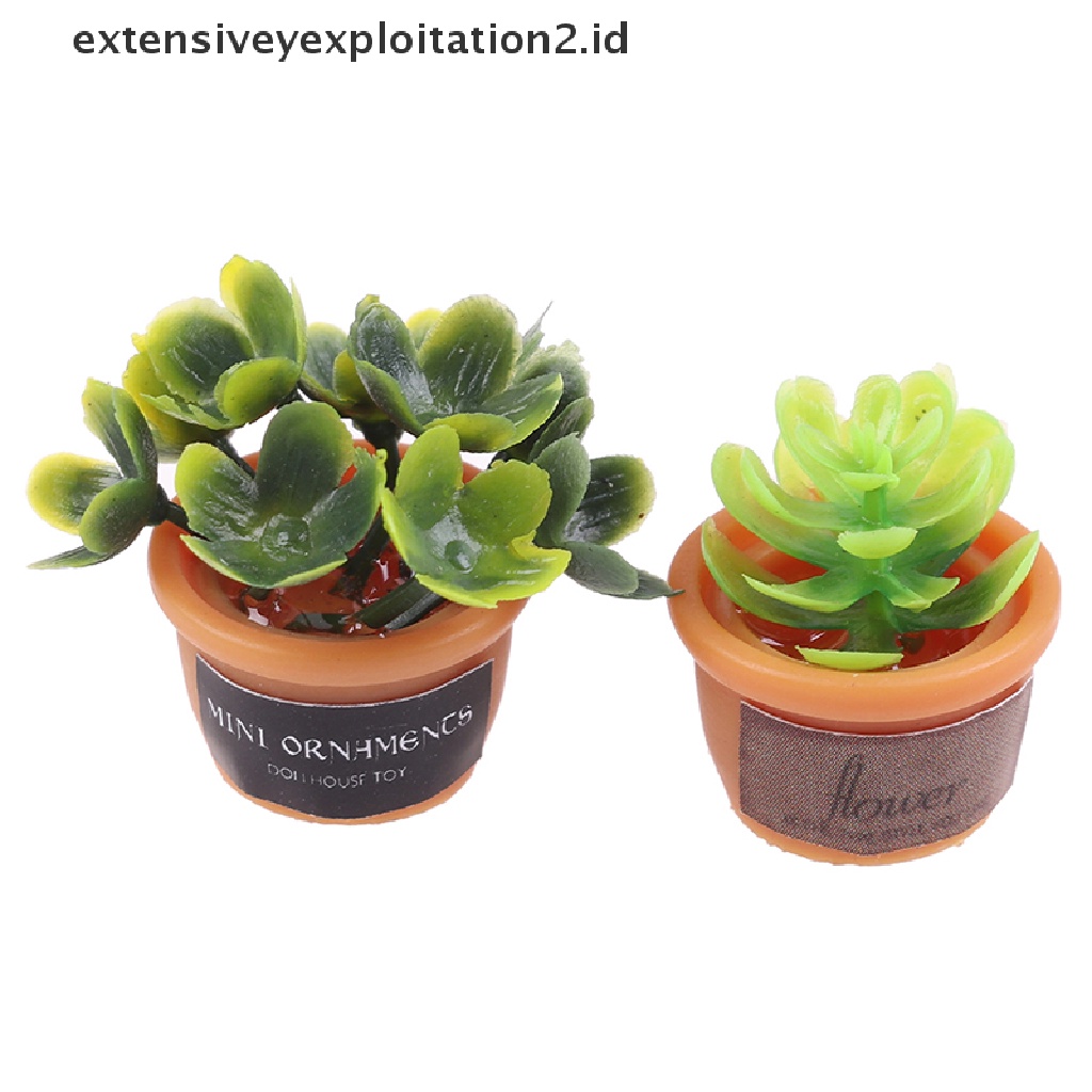 4 Pcs Miniatur Pot Tanaman Hijau Untuk Rumah Boneka
