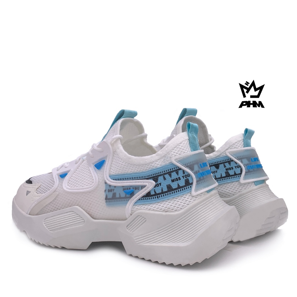 PHM Sepatu Sneakers Pria Olahraga Sport Shoes Casual Running Jupiter Putih Biru