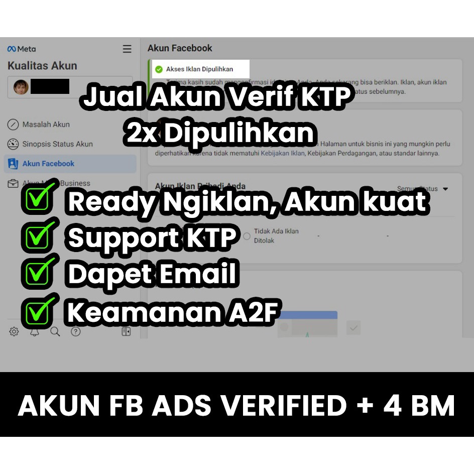 Jual Akun Facebook Ads Verif KTP Terkuat