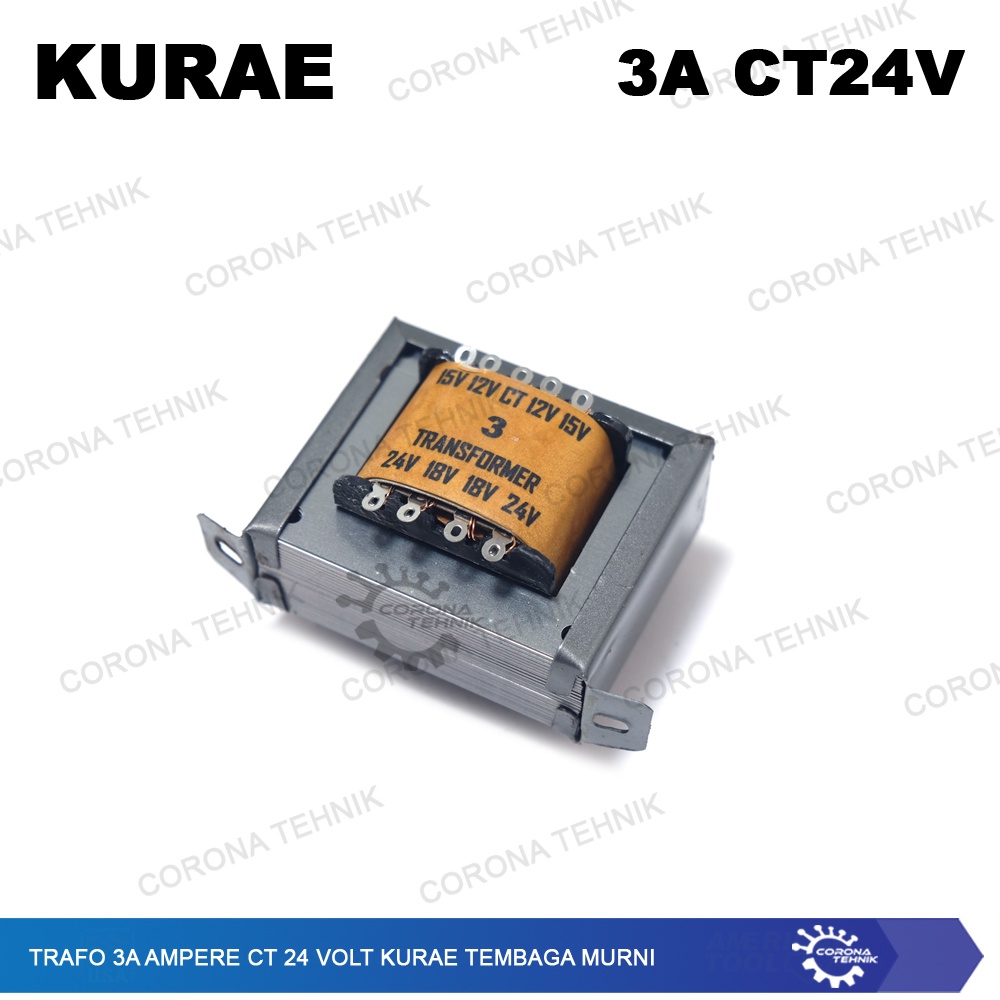 Tembaga Murni - Trafo 3A 3 Ampere CT 24 Volt KURAE