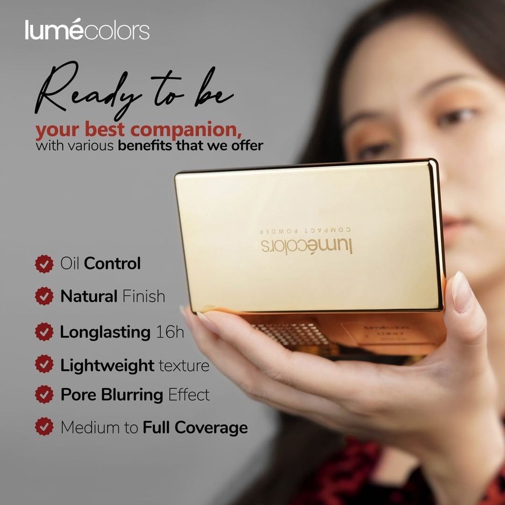 Lumecolors Compact Powder Bedak Padat Bertahan Hingga 16 Jam Shade Light