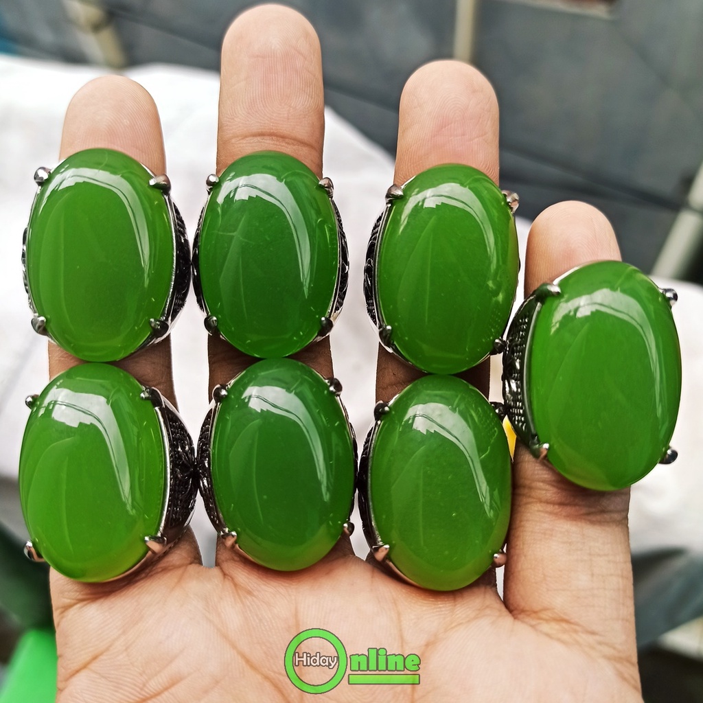 CINCIN BATU AKIK SUNGAI DAREH HIJAU LUMUT REPLIKA KRISTAL