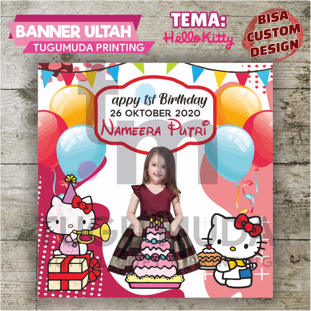 Cetak Banner|Backdrop|Spanduk Ultah/Birthday/Ulang Tahun Anak - HELLO KITTY