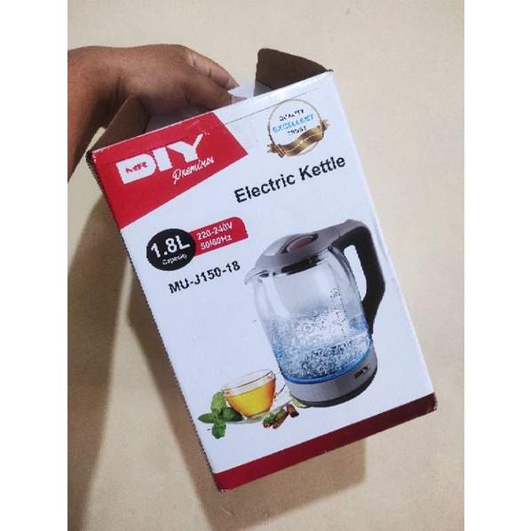 Teko Listrik 1.8L Electric Kettle Premium Glass MR DIY High Quality