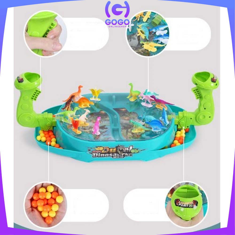 GOGO-M285 Mainan Dinosaurus Duel Games Tembak Bola Dinosaur Board Game Set Maenan Dino Battle Games Anak Laki Laki Perempuan