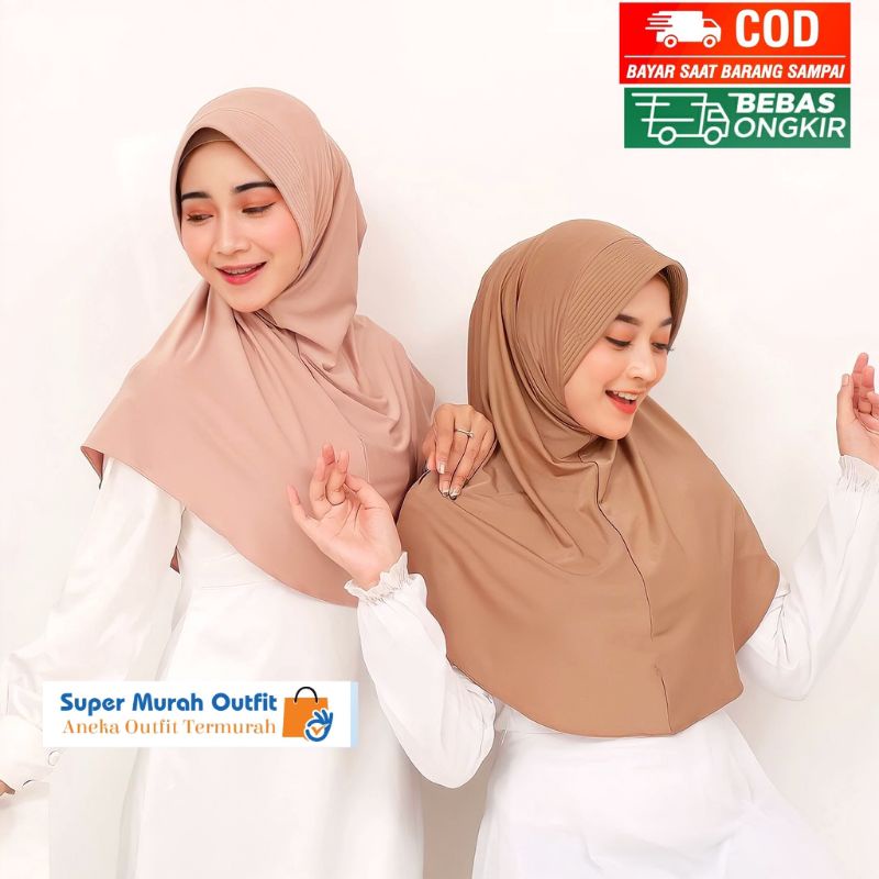 Jilbab Instan Bergo Hamidah Jersey Menutup Dada / Jilbab Sport Menutup Dada Jersey - Kerudung Wanita