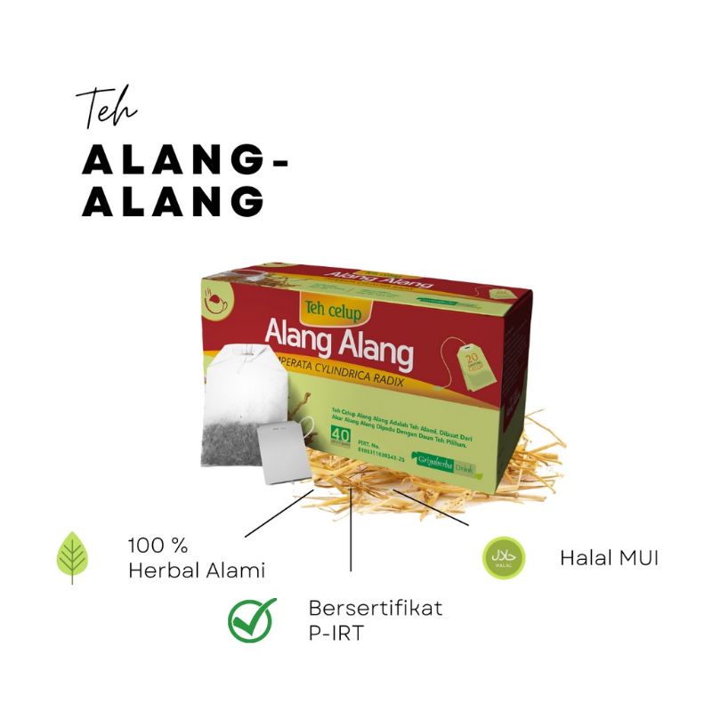 

Teh alang alang herbal mengobati sariawan panas dalam melancarkan buang air kecil isi 20 kantong