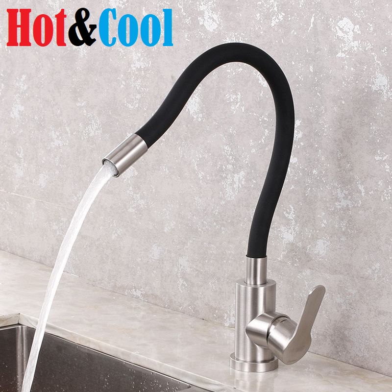 Kran Kitchen Sink Panas Dingin HItam Model Tarik Fleksibel