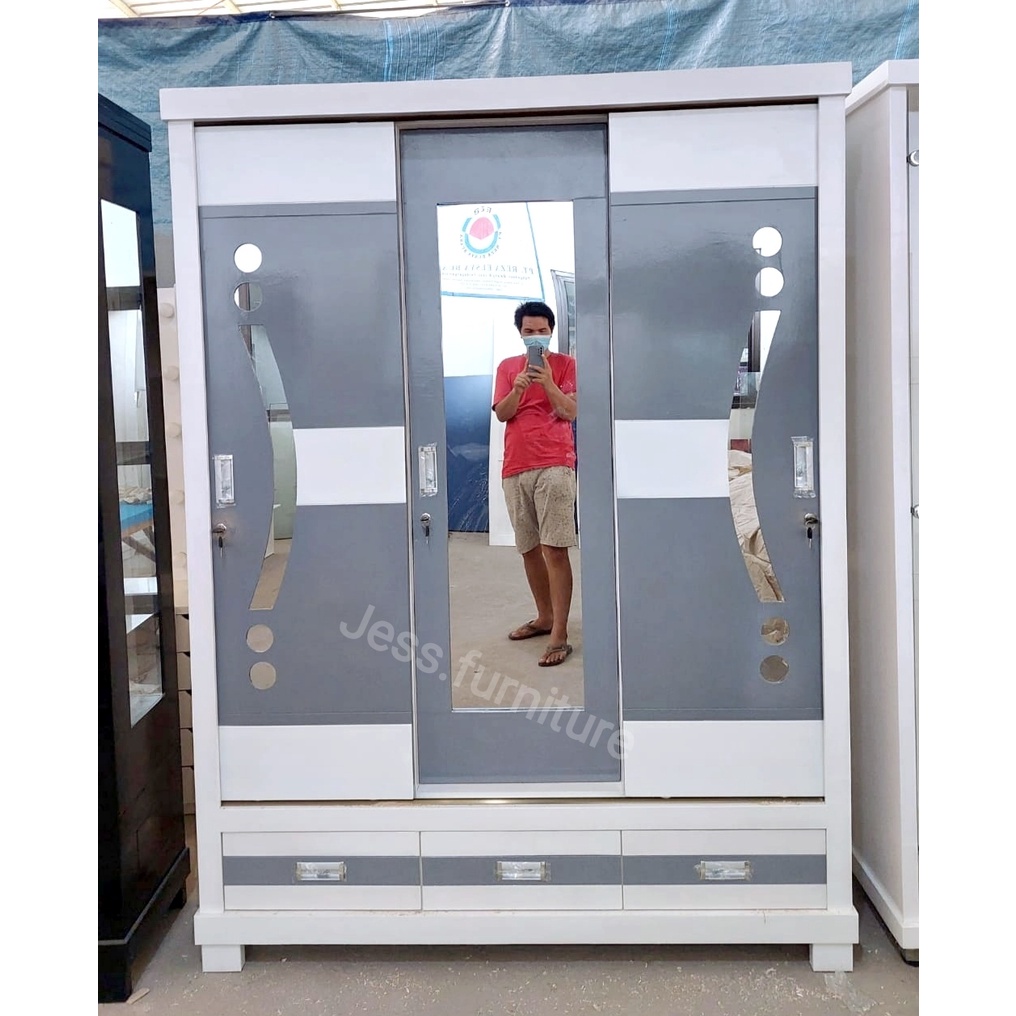 Lemari Pakaian 3Pintu Sliding , Lemari Baju 3Pintu Geser