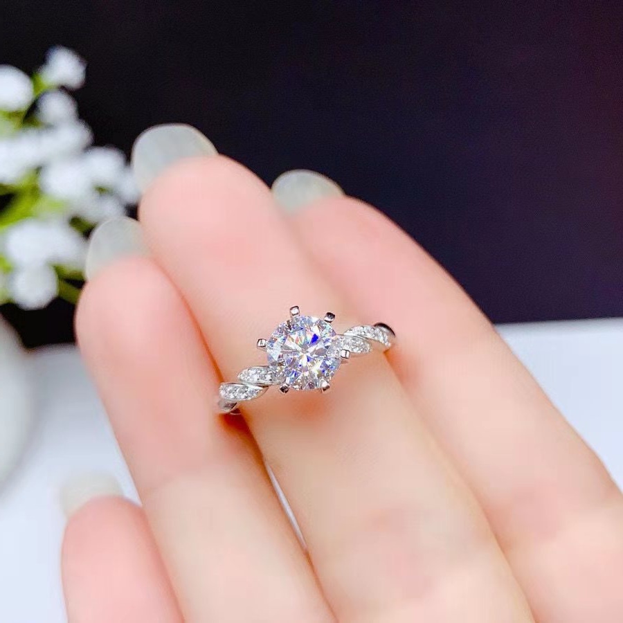 Cincin Sterling Silver 925 Hias Kristal Berlian Untuk Wanita