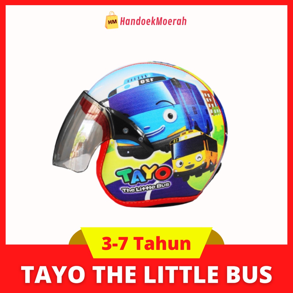 Helm Anak HALF FACE TAYO Murah / Helmet Non SNI / Helm Karakter Kartun Lucu / Helm Anak Cowok Laki Laki 3 4 5 6 7 Tahun