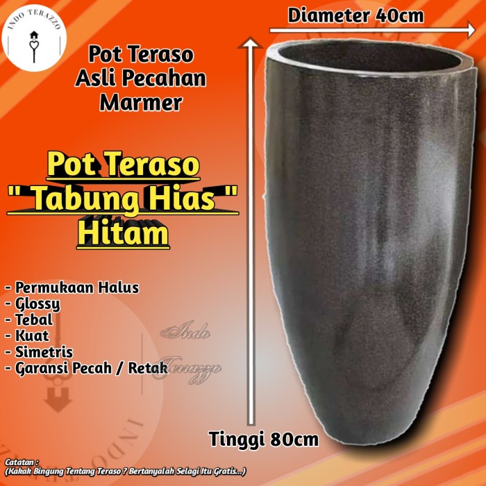 INDO TERAZZO POT TERASO BESAR TIPE TABUNG HIAS T80 D40CM - POT TANAMAN TERASO - POT BUNGA KERAMIK