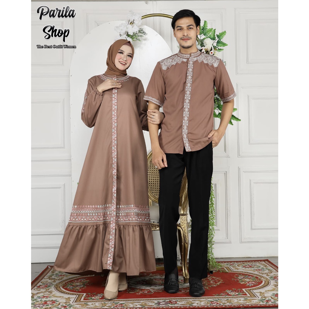 Gamis Couple Kejora Dress Pasangan Suami Istri Terbaru//Dress Toyobo Bordir Mix Payet Swarovsky Prem