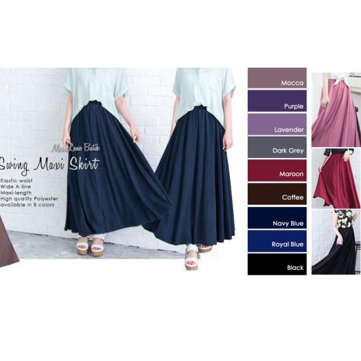 Swing Maxi Skirt / Rok Payung Import/ Rok Lebar Jumbo - Navy Blue