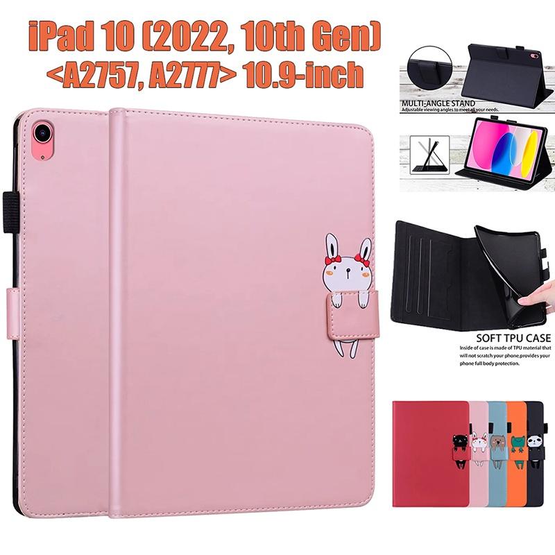 Flip Case Tablet 10 (2022) 10.9 &quot;iPad 10th Gen 10.9&quot; A2757 A2777 Motif Binatang Lucu