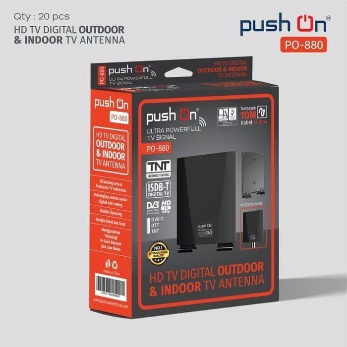ANTENA TV DIGITAL Antena Tv Push on Po-880 hd tv digital outdoor & indoor tv antena - Hitam segala a