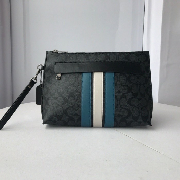 Clutch Pria Coach Clutch Business Casual Wrist Bag Men Plaid Stripe-38588