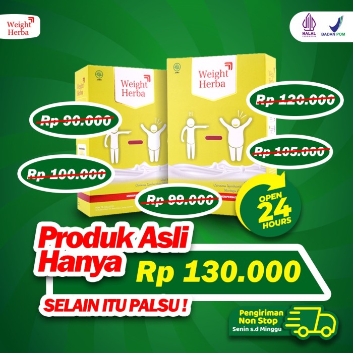

WEIGHT HERBA SUSU ETAWA ORI - PENGGEMUK BADAN TANPA GULA & OLAHRAGA