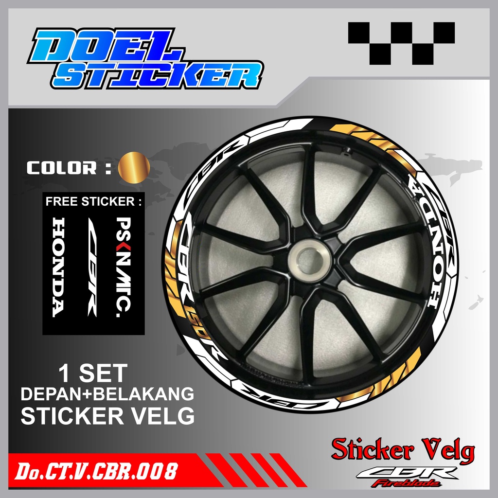 Stiker Cutting Velg CBR 150 Racing Lis List Variasi Custom Set Depan Belakang Doel 008