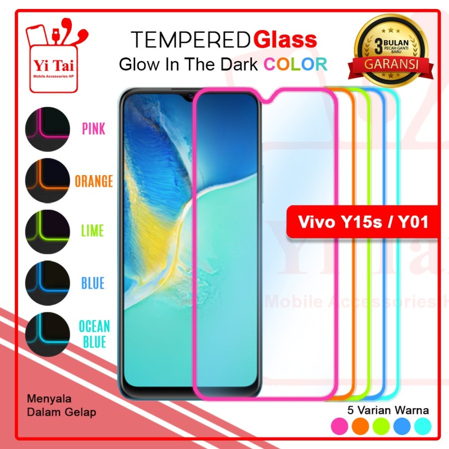 TEMPERED GLASS GLOW IN THE DARK YI TAI VIVO Y15S Y01 - GA