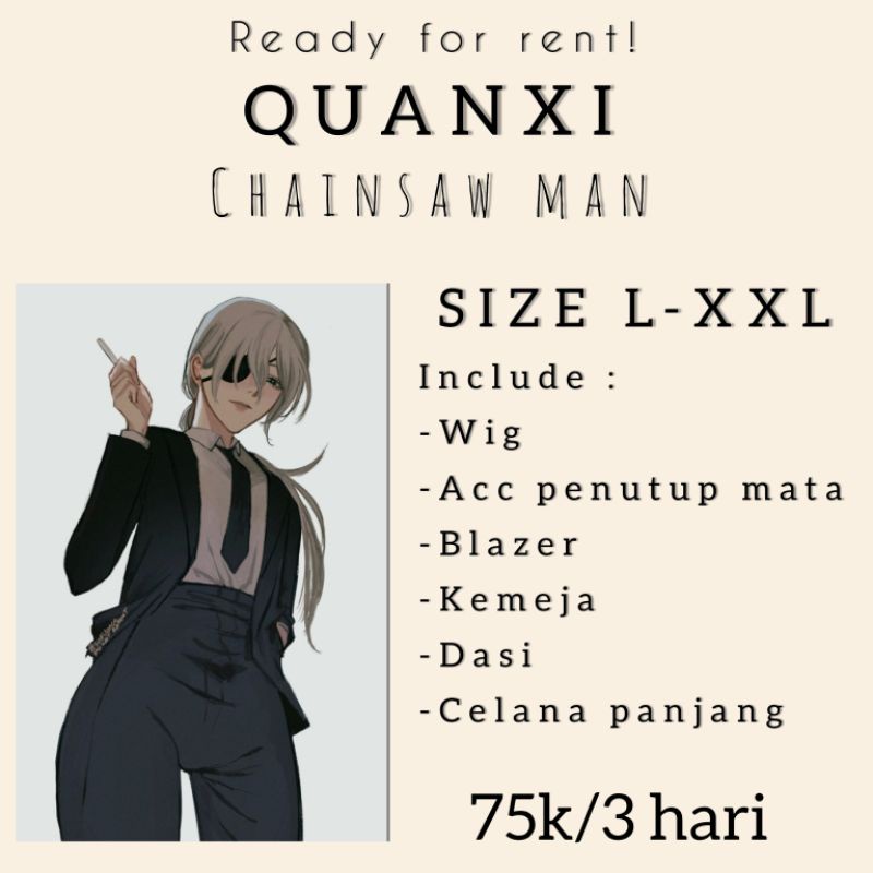 Rental Cosplay Quanxi The Chainsaw man SIZE L-XXL