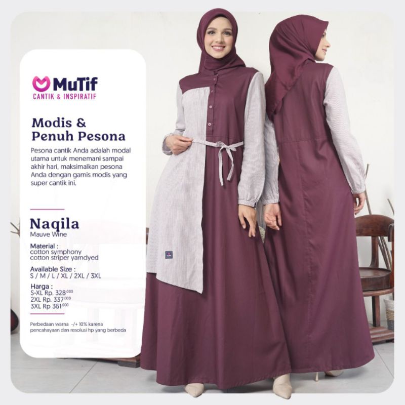 GAMIS MUTIF NAQILA MAUVE WINE