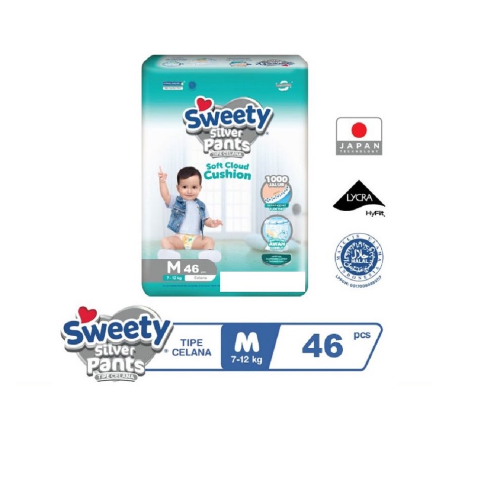 ❤ jselectiv ❤ SWEETY SILVER Pants M46| Popok Bayi Celana SWEETY