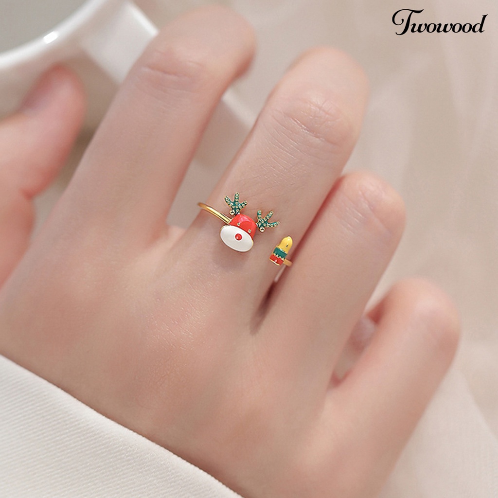 Cincin Model Terbuka Desain Rusa Warna Emas Putih Untuk Wanita