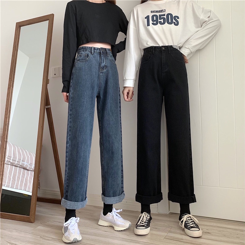 Highwaist Kulot Jeans Wanita / Straight Loose Celana Jeans Wanita (realpict)【THE GOOD SISTERS】