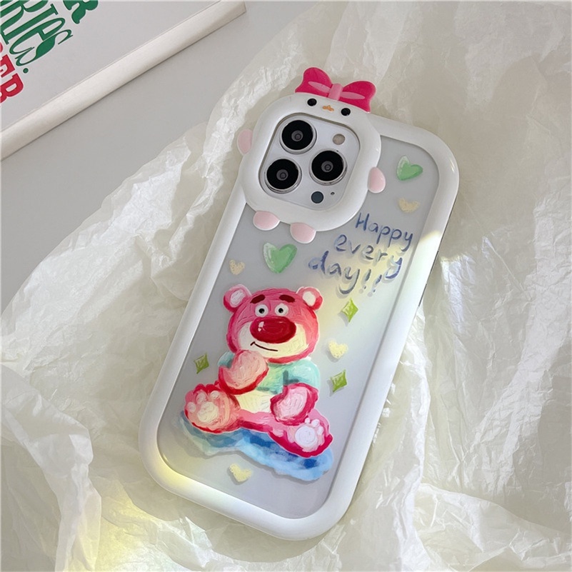 Casing Silikon iPhone 14 13 12 11 Pro Max X Xr Xs Max 7 8 6 6s Plus Motif Strawberry Beruang Monster