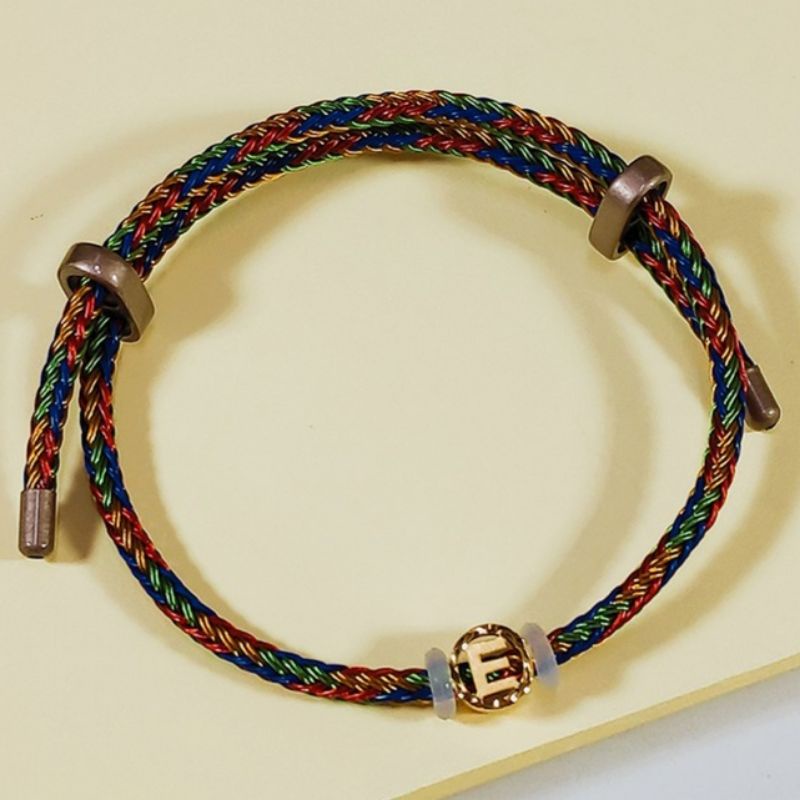 Gelang Tali Inisial Huruf E Bulat Koleksi Josean Elegant Emas Asli