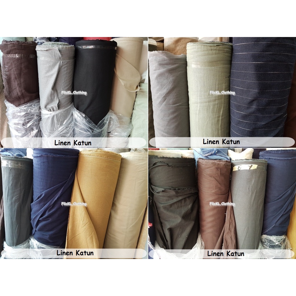 Bahan Kain Linen Katun Baju Kemeja Polosan Casual Uniqlo Rollan