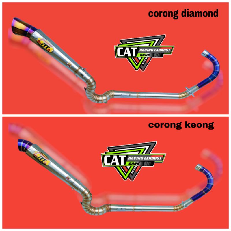 Knalpot cat racing exhaust tipe kanan naga ujung blue corong diamond corong keong untuk vixion old v