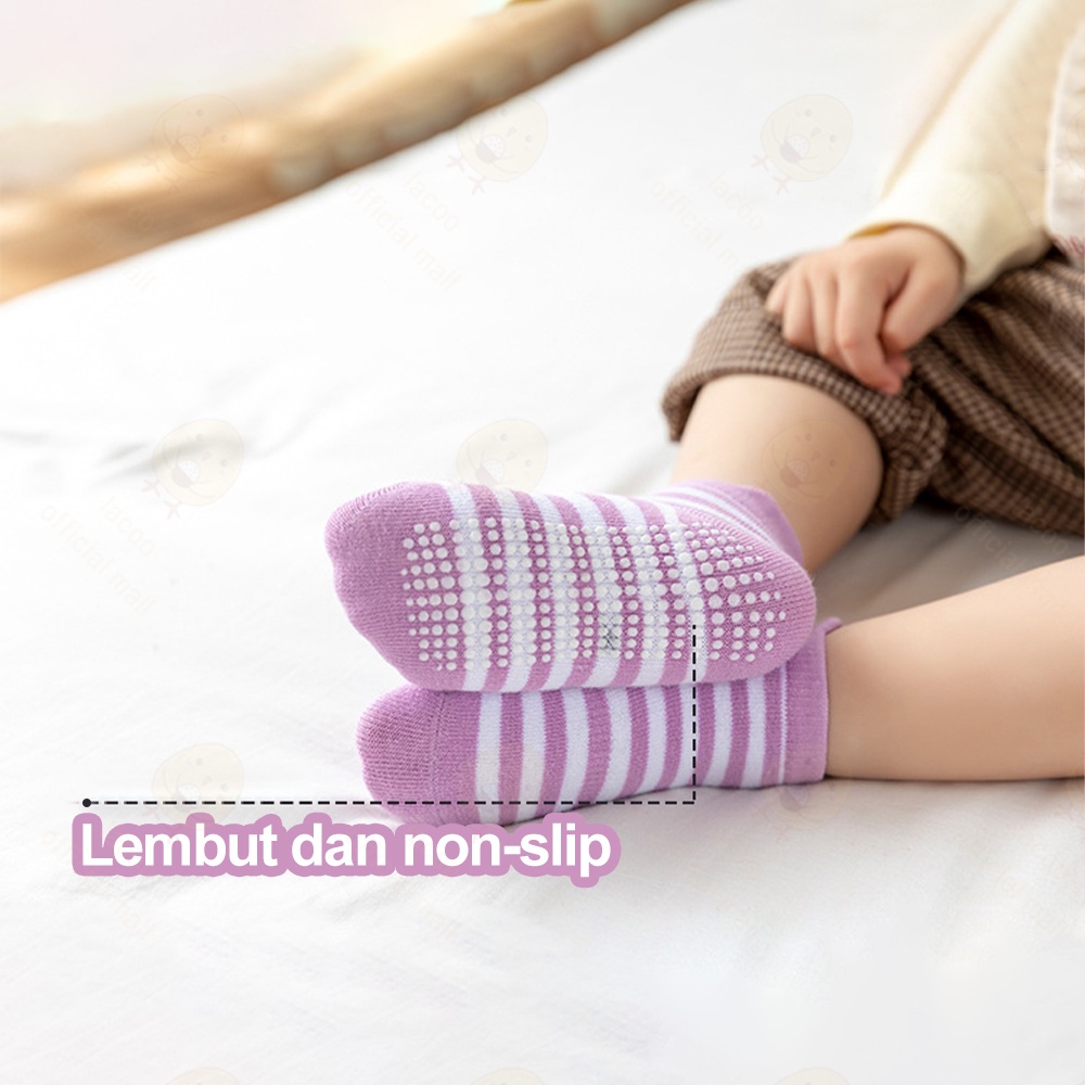 Lacoo Kaos kaki bayi anti slip pendek Kaos kaki anak perempuan laki laki polos Kaus kaki bayi anak import