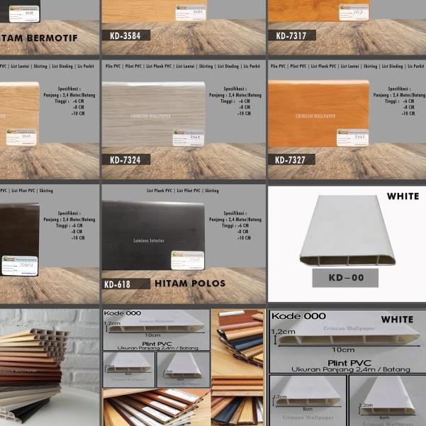 PLIN LANTAI PVC,LIS LANTAI PVC , LIS TEMBOK PVC / Lis parket / Vinyl - 6CM, PUTIH POLOS