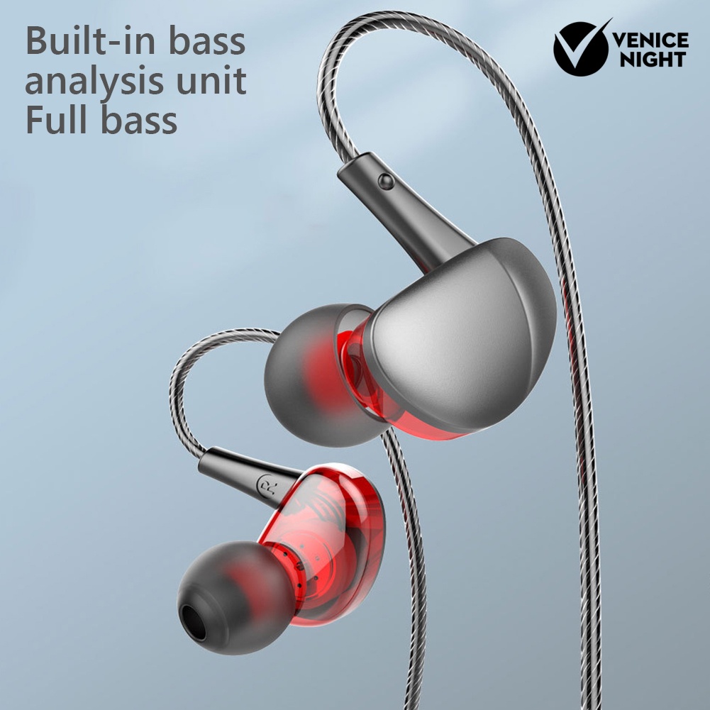 (VNEP) (Berkabel) 3.5mm Plug Universal In-Ear Earphone Heavy Bass Sports Headphone dengan Mic