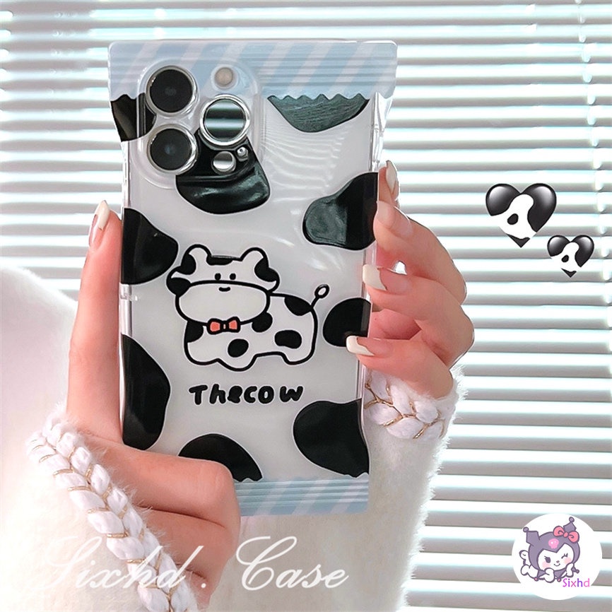 Compatible For iPhone 14 13 12 11 Pro Max SE2020 X Xr Xs Max 8 7 Plus Cute Black White Cow Pattern Phone Case Soft Shockproof Silicon Tpu Protective Cover