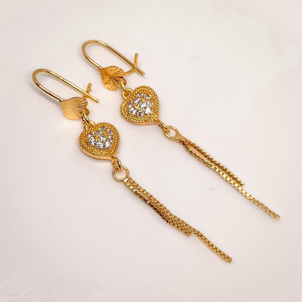 Anting Xuping Titanium dewasa jurai labu panjang perhiasan lapis emas gold zircon