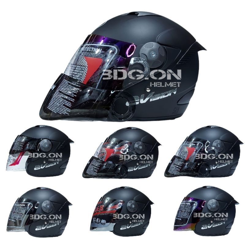 HELM KYT 2 VISION PAKET GANTENG SOLID HITAM DOFF bdg.on