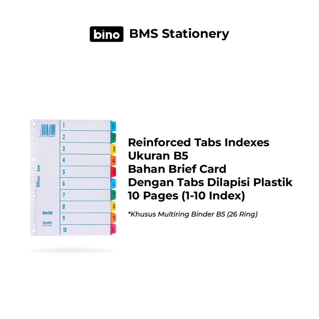 

[BMS Samarinda] Pembatas Binder Bantex Reinforced Tabs Indexes Angka 1-10 Ukuran B5 8608 00