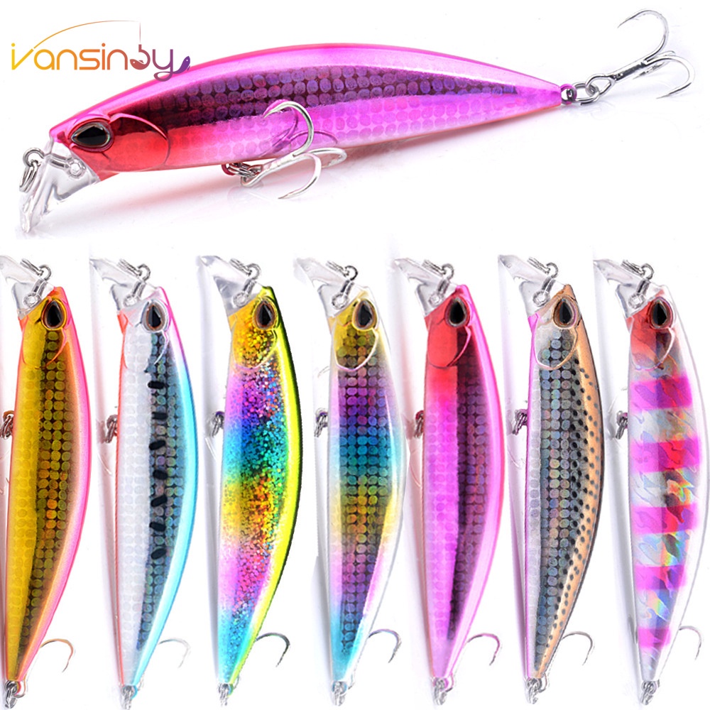 Umpan Pancing Hardlure Bentuk Ikan Kecil Mata 3D 9.5cm 30g Dengan Kail