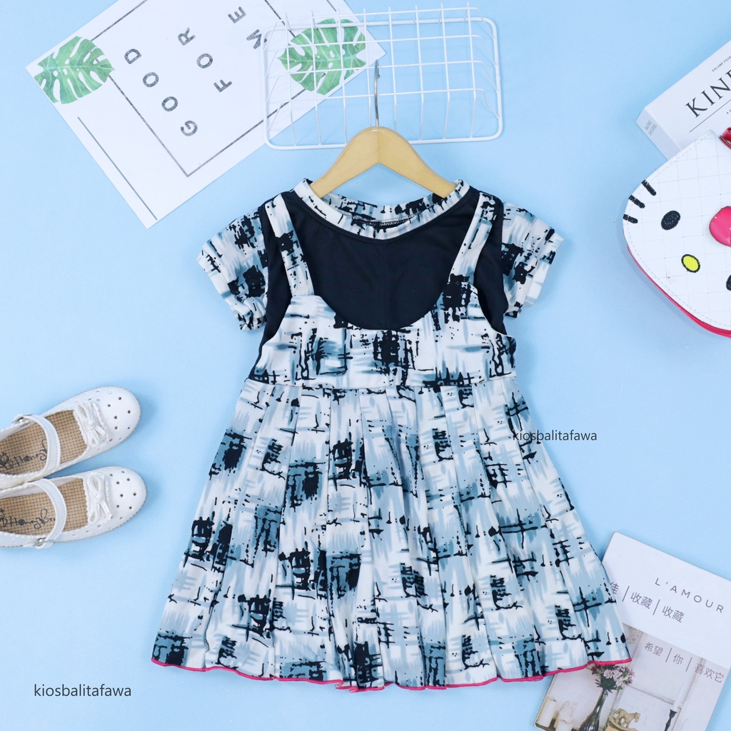 Dress Nagita size 1-2 Tahun / Baju Balita Lengan Pendek Dres Anak Perempuan Murah Adem Grosir