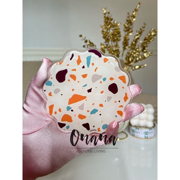 COSTER / TATAKAN GELAS leopard, Bunga Kotak Terazo Telur Roti