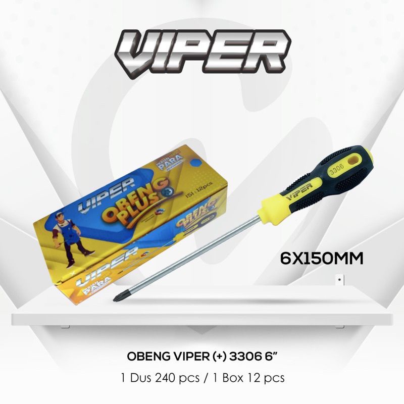 Obeng Plus Gagang Besar Panjang 4&quot; 5&quot; 6&quot; 8&quot; 10&quot; 12&quot; VIPER