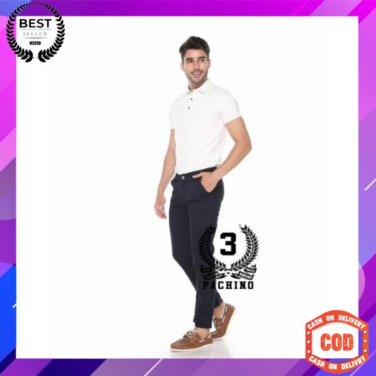 Celana Chino Panjang Pria Cole Hitam Slimfit Bahan Non Stretch - Black (B) | Brand Matahari Celana C