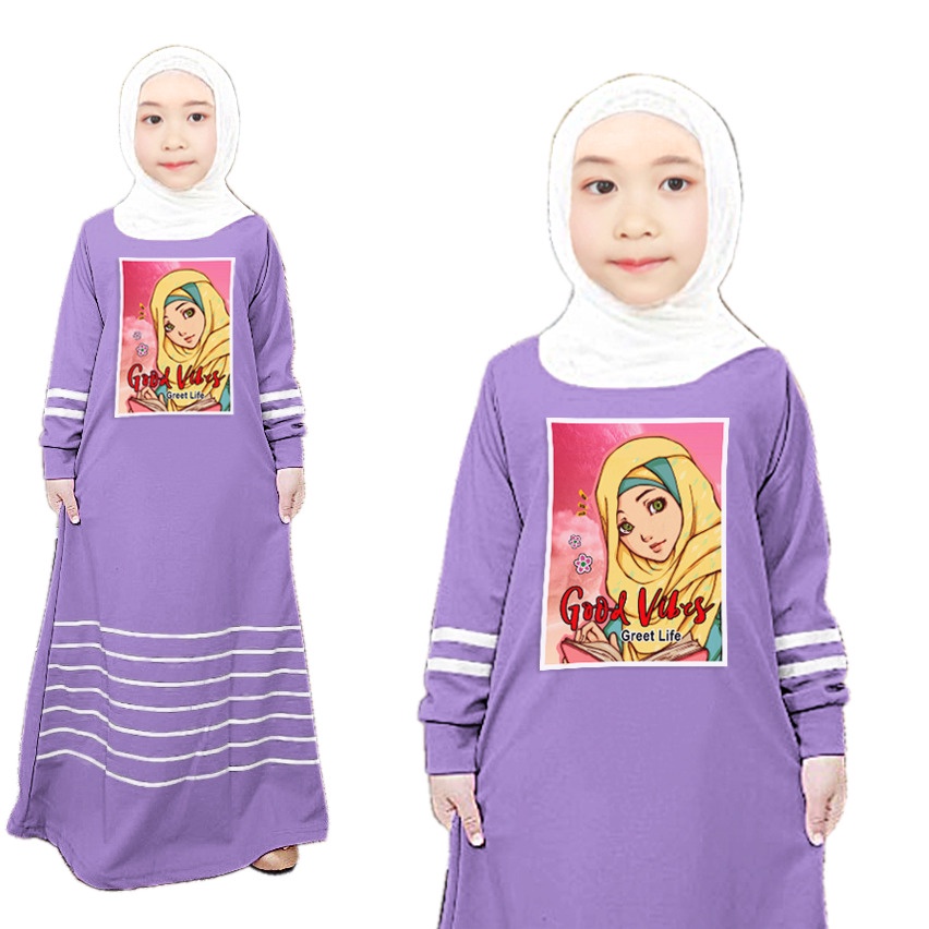 Gamis Dress Anak GOOD VIBES usia 3-12 tahun